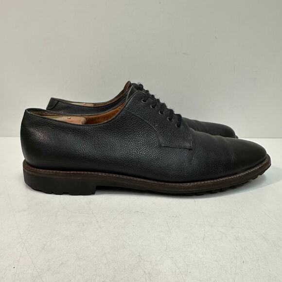 VGUC Salvatore Ferragamo Plain Toe Derby Black Scotch Grain Italy US 11.5 D - Picture 3 of 13